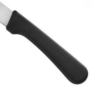 Couteau à steak en acier inoxydable pour cuisine avec manche en plastique noir, lame à denture fine - Product Image 4
