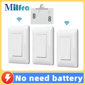 RF433Mhz Interruptor de pared de luz inalámbrico autoalimentado y <span class=keywords><strong>Kit</strong></span> de receptor No se necesita WiFi Interruptor de iluminación de control remoto para interiores y exteriores - Product Image 6