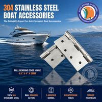 Charnière de porte plate commerciale en acier inoxydable 304 avec roulement à billes US, 4,5"x4"x3mm, 4BB, pour bateaux, yachts et accessoires de quincaillerie marine