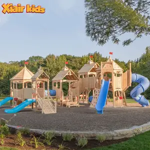 Xiair 어린이 나무 장비 세트 센터 야외 놀이터 슬라이드 스윙 게임 놀이터 어린이 운동 유치원