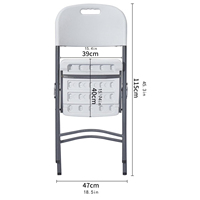 Chaises pliantes en plastique HDPE blanc, robustes, capacité de charge de 650 lb, empilables, portables, pour réunions, fêtes, location, événements