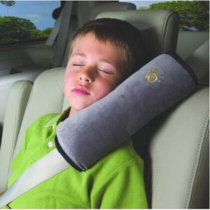 Coussin d'épaule en peluche pour ceinture de sécurité pour enfants, bleu, 28x26x14cm, oreiller réglable pour la sieste en voiture - Product Image 2