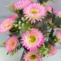 Bunga Gerbera Daisy Buatan dari Sutra dengan Baby Breath untuk Dekorasi Vas Pernikahan