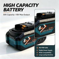 Batteries 18V 8.0Ah 10.0Ah OEM & ODM à cellules 21700, longue durée de vie et haute capacité, style lampe latérale, avec BMS intégré, pour outils électriques Makita