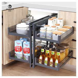 Cesta extraíble modular pequeña <span class=keywords><strong>de</strong></span> acero inoxidable negro para almacenamiento en esquina <span class=keywords><strong>de</strong></span> gabinete <span class=keywords><strong>de</strong></span> <span class=keywords><strong>cocina</strong></span>, <span class=keywords><strong>de</strong></span> apertura total - Product Image 5