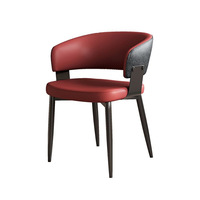 Nouvelle chaise de salle à manger rembourrée en cuir moderne avec cadre en bois massif et pieds en métal pour manger à la maison