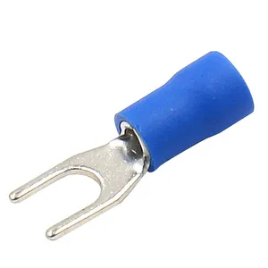 Plating tin insulated cable spade fork cable lug terminal connector Crimp crimping tool Terminals 16mm 2 Hole 8mm