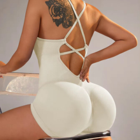 Tie Dye Sport Body Combinaison pour Femmes Sexy Creux Dos Nu Scrunch Butt One Piece Gym Outfit Sans Manches Fitness Yoga Barboteuse