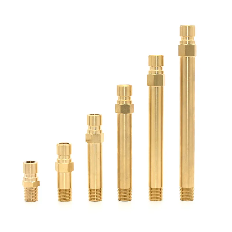 China Manufacturer Custom Brass Extended Nipple Thread For Pipe Fittings Hose Nipples