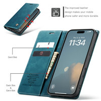 Étui portefeuille magnétique rétro CaseMe pour 16 Pro Max en cuir PU antichoc
