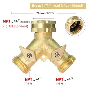 ข้อต่อสายยางรดน้ำสวน BSP หรือ NPT ขนาด 3/4 นิ้ว 16 มม. ตัวแยกสายยาง 2 ทาง ข้อต่อทองเหลือง ตัวแยกก๊อกน้ำแบบ Y ตัวแยก 2 วาล์ว - Product Image 5