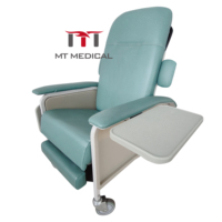 Fauteuil de phlébotomie inclinable en acier inoxydable au design médical moderne, chaise de donneur de sang pour hôpital et clinique avec table repas