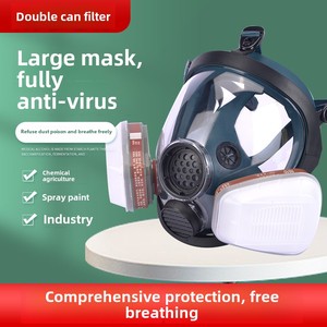 Máscara de extinción de incendios de silicona de gas ácido-alcalino de cara completa de gran visión, respirador protector transfronterizo para pintura en aerosol - Product Image 2
