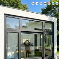 Ventanas Abatibles de Estilo Americano con Doble Vidrio de Seguridad, Marco Compuesto de Aluminio y Madera
