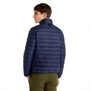 <b>Men's</b> <b>Navy</b> Blue <b>Quilted</b> Puffer <b>Jacket</b> Stand Collar Zipper Closure Heavyweight Windproof Breathable Casual Winter Wear Front - Product Image 4