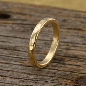 定制婚纱带18k纯金情侣承诺戒指夫妇锤击可调节厚实质地表面戒指 - Product Image 4