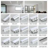Profilé LED encastré moderne en aluminium pour éclairage mural d'angle extérieur, avec bride perforée, résistant à l'humidité pour bord de plafond