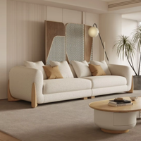 Sofá Seccional en Forma de L de Lujo Nórdico Teddy Loveseat, Tapizado en Tela Sherpa Boucle Moderna, Patas de Madera, Muebles para el Hogar, Apartamento, Hotel
