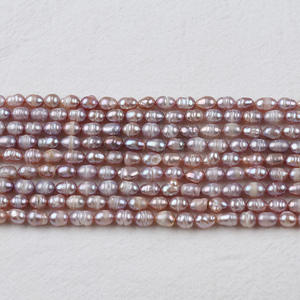 Perles d'eau douce naturelles en forme de riz de 4-5 mm en vrac, produit semi-fini, chaîne de perles de Zhuji, chaîne de perles de riz semi-finies - Product Image 4