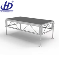 Scène de spectacle mobile carrée en aluminium de qualité supérieure, réglable en hauteur, pour événements et performances, avec plateau en contreplaqué