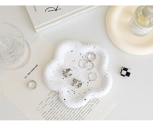 Plaque de photographie créative pour affichage de bijoux Plateau <span class=keywords><strong>blanc</strong></span> en plâtre avec boucles d'oreilles pour accessoires de <span class=keywords><strong>fond</strong></span> photo - Product Image 6