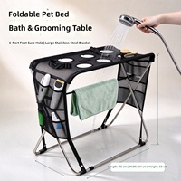 Table de toilettage pliable pour animaux de compagnie, pour le soin des pattes et le bain, avec structure en acier inoxydable, résistante et robuste