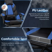 Fauteuils de jeu de massage ergonomiques à dossier haut pour le corps avec appui-tête doux et soutien lombaire massant Gris