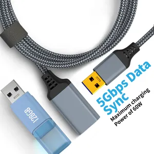 나일론 꼰 USB 연장 케이블 고속 충전 데이터 전송 16ft USB 3.0 암 연장 케이블 남성