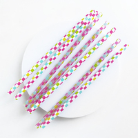 Nouveau design – Gobelet tendance de 12 pouces en plastique PP écologique, imprimé à carreaux colorés, lavable et personnalisable, avec paille intégrée