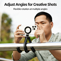 Support de téléphone flexible en forme de pieuvre Telesin pour la prise de vue de téléphones portables, vlog, montage magnétique à dégagement rapide sur trépied