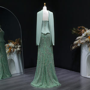 ชุดราตรีทรงเมอร์เมดประดับลูกปัดหรูหราสองชิ้น รุ่น SS616 ยี่ห้อ Sharon พร้อมผ้าคลุมไหล่ แบบไร้สาย สำหรับงานปาร์ตี้และงานพรอมสำหรับผู้หญิง ไม่มีสินค้าในสต็อก - Product Image 6