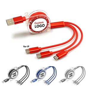 Câble de charge rétractable multi-USB personnalisé avec logo, cadeau promotionnel en gros, câble portable 3 en 1 - Product Image 6