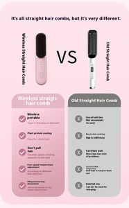 Plancha de Pelo Inalámbrica Profesional, Cepillo Eléctrico Portátil para el Cabello 140-200 ℃   Peine Eléctrico de Doble Uso (Seco y Húmedo) con Temperatura Ajustable - Product Image 4