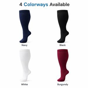 Chaussettes de compression quotidiennes pour le soulagement des jambes fatiguées, des varices et des gonflements, à hauteur du genou, pour mollets larges, avec bout sans couture et bord côtelé - Product Image 2