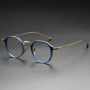 2022 New Japan Japanese 100% Handmade Pure Acetate Titanium Optical Luxury Top Quality Eyeglasses Frames KMN1113