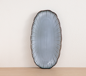 Customizable Vintage Blue Grey Fluted Ceramic Dinner Set, Embossed Stoneware Tableware, Bulk Wholesale for Modern Kitchen/Gift - Product Image 3