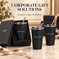Gobelet à café en acier inoxydable avec logo personnalisé, couvercle et paille, 350 ml, 500 ml, réutilisable, pour cadeaux d'entreprise, événements et promotions