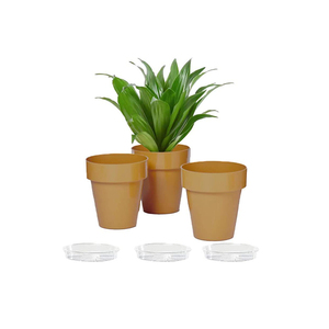 3 vasi rossi per piante con sottovasi, diametro 14 cm, per piante da interno, resistenti ai raggi UV - Product Image 6