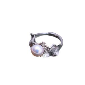 Anillo de Plata S925 Hecho a Mano con Perlas Redondas Blancas de Agua Dulce de 8-9 mm, con Luz Intensa, para Mujer, con Pequeñas Imperfecciones, Suministro al por Mayor - Product Image 5