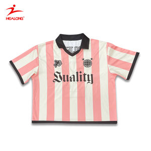 थोक रेट्रो स्ट्रीटवियर बॉक्सी फुटबॉल शर्ट कस्टम ओवरसाइज महिला जर्सी फसल शीर्ष - Product Image 2