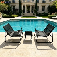 Ensemble de table et de chaises de jardin Uplion moderne, confortable et durable, 3 pièces, pour hôtel et villa