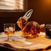 Fournisseur d'usine, carafe en verre artisanale en forme de lapin de 1200 ml pour le vin et le whisky