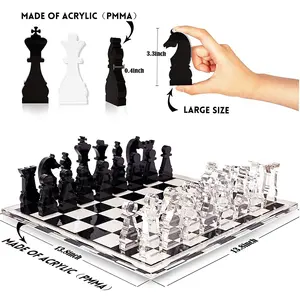 Jeu d'échecs en acrylique design Lucite de qualité supérieure personnalisé jeu d'échecs coloré avec 32 pièces d'échecs