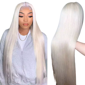 Parrucca frontale in pizzo dritto <span class=keywords><strong>capelli</strong></span> umani pizzo svizzero trasparente colore argento bianco 13x4 parrucche brasiliane anteriori in pizzo - Product Image 1