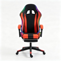 Chaise de jeu en cuir PU la plus vendue, ergonomique, dossier haut, avec lumières LED RGB, appui-tête réglable en hauteur et rotation à 360 degrés