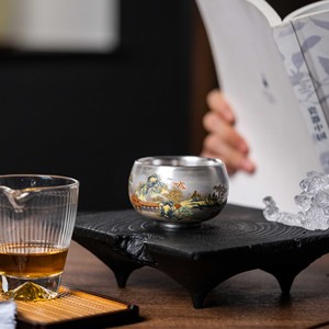 Taza de té plateada redonda individual para juego de té Kung Fu, uso doméstico, regalo sin tapa, origen Dehua, material de plata de ley. - Product Image 3