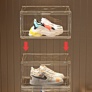 Wanuo hộp giày trong suốt phong cách checkmark-thiết kế rõ ràng tổ chức Giày Stackable hộp giày với nam châm cửa - Product Image 4