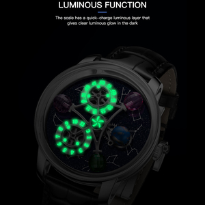 Reloj de pulsera mecánico transparente con diseño de cielo estrellado, rotación de la Tierra y el espacio, con logotipo de marca personalizado, para hombre, de lujo, automático, estilo Astronomia, OEM. - Product Image 3