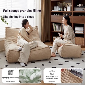 Sillón Puff de Espuma Comprimida, Sofá Perezoso Relleno de Esponja, Asiento Individual Grande con Respaldo para Sala de Estar, Tatami, Uso Interior y de Ocio - Product Image 2