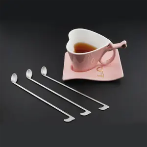 UCHOME Musical Note Muỗng Thép Không Gỉ Kim Loại Sáng Tạo Cà Phê Tráng Miệng Mật Ong Thìa Tay Cầm Dài Muỗng Trà Cho Mug